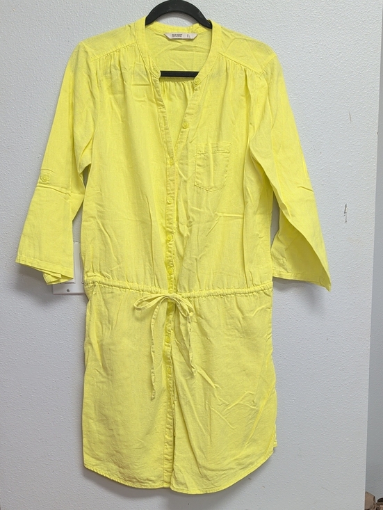 Old Navy Dresses & Skirts - Old Navy Lemon Yellow Lightweight Linen Blend Shirt Dress